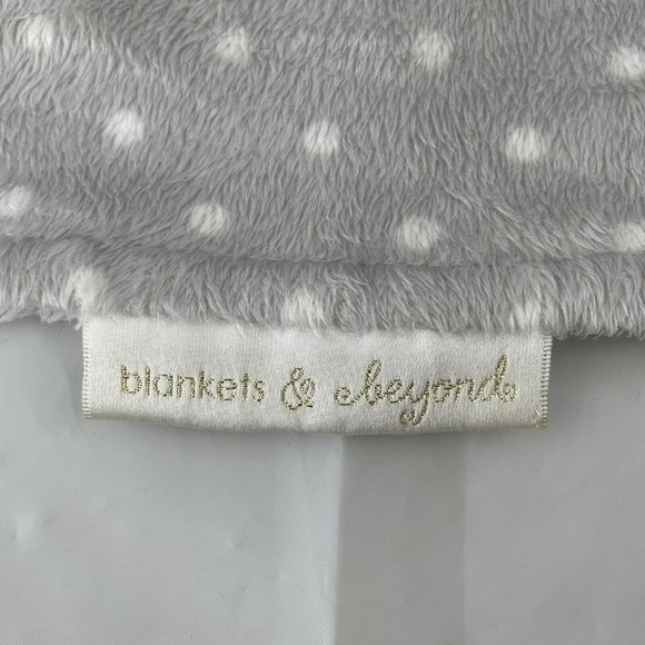 Blankets & Beyond Teddy Bear Grey White Polka Dot Lovey Blanket Pacifier Holder - Picture 6 of 7